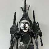 60's 70's brutalist wall lamp iron & glass wall sconce design