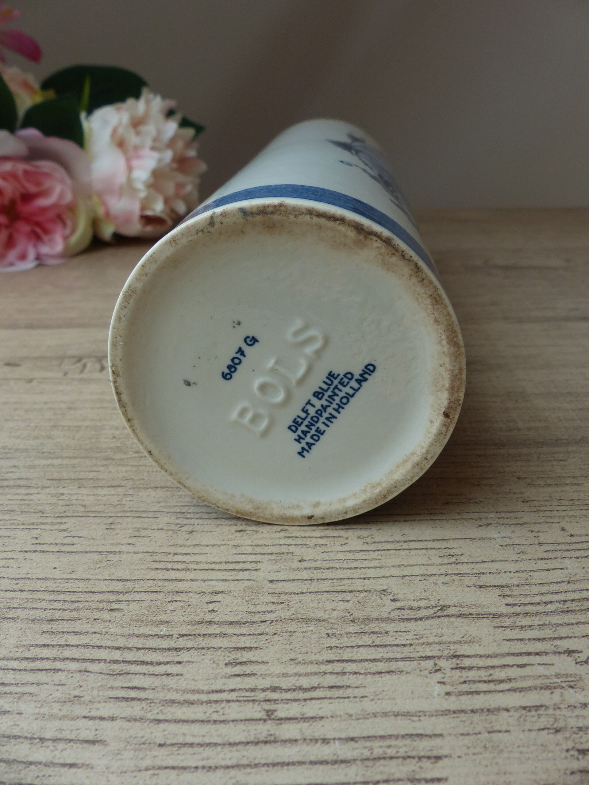Bouteille delf blue hollandais avec bouchon de liège