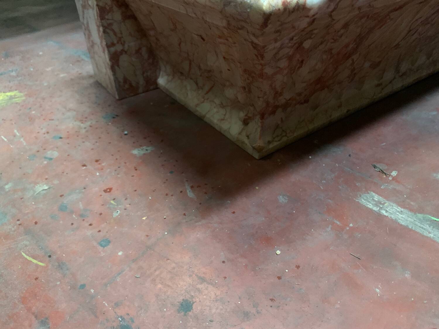 Louis XIV-style fireplace has 19th century veined pink marble hood