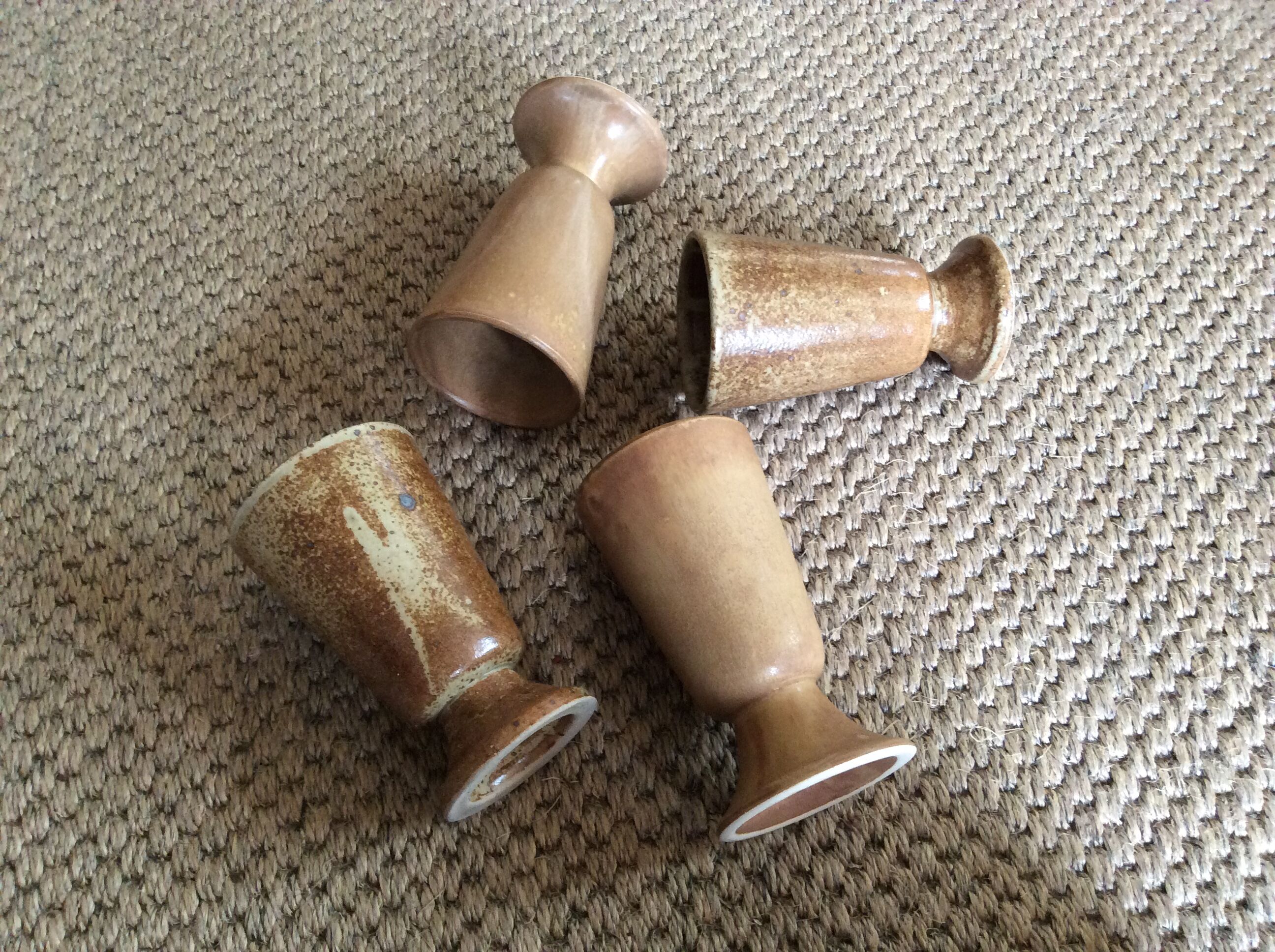Series of 4 sandstone cups
