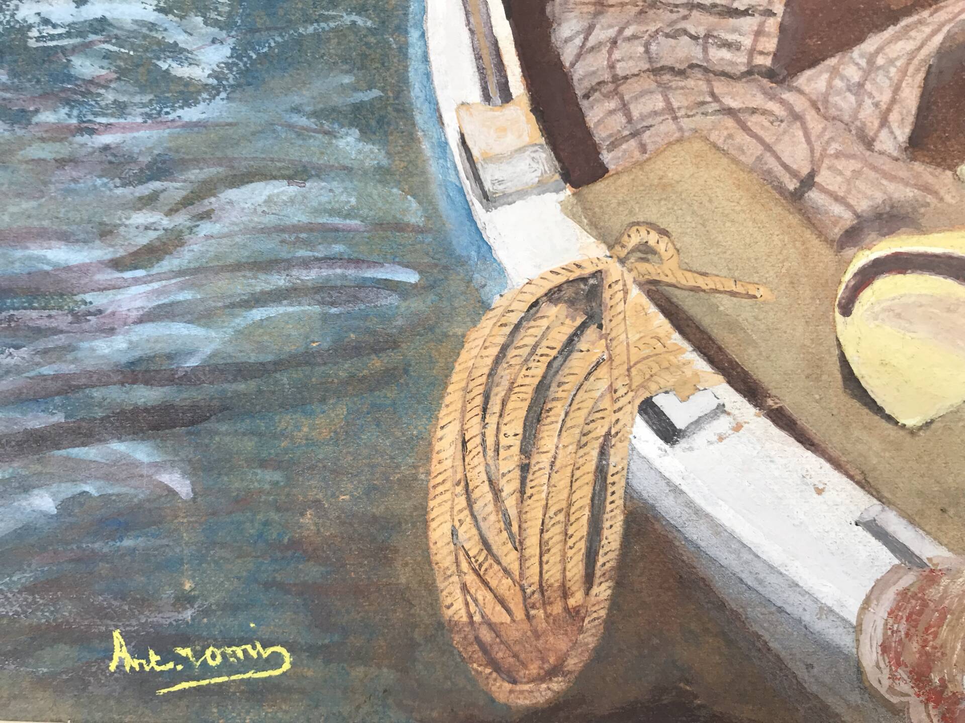 Le port d’ajaccio,gouache d’antoine romi