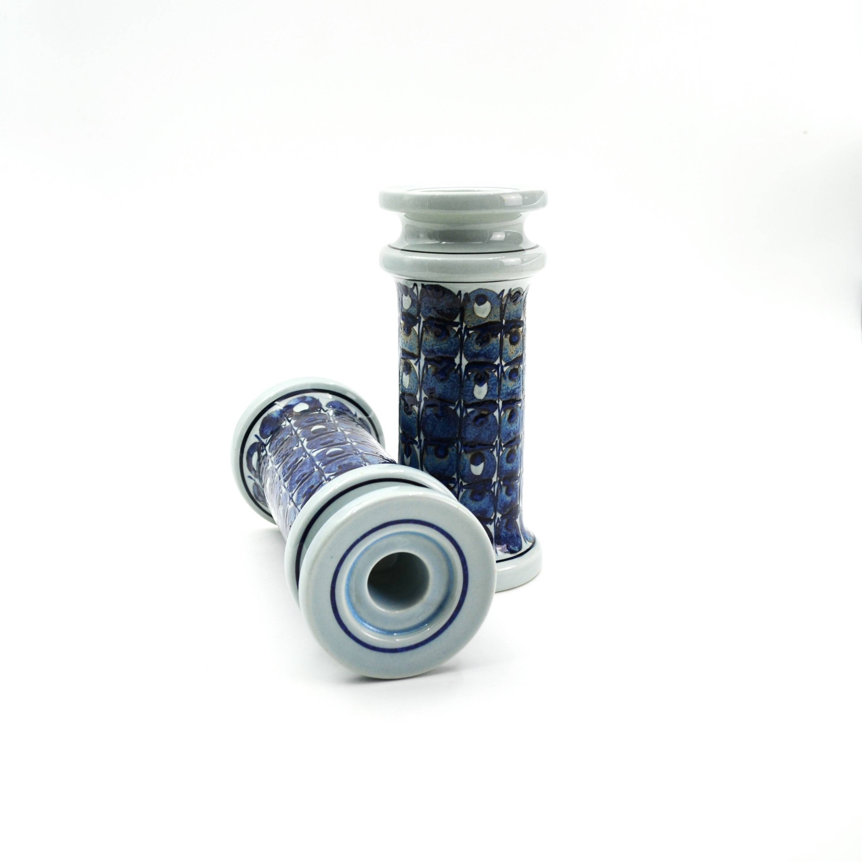 Pair of earthenware candlesticks from the Tenera series by Grete Helland-Hansen for Royal Copenhagen