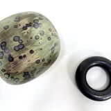 Glazed ceramic art vase with standing ceramic ring by Hanne Wydra-Jantz, Germany 1980