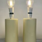 Paire de lampes anglaises céramique jaune