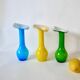 trio of designer vases in yellow, green and blue opaline from the 60s