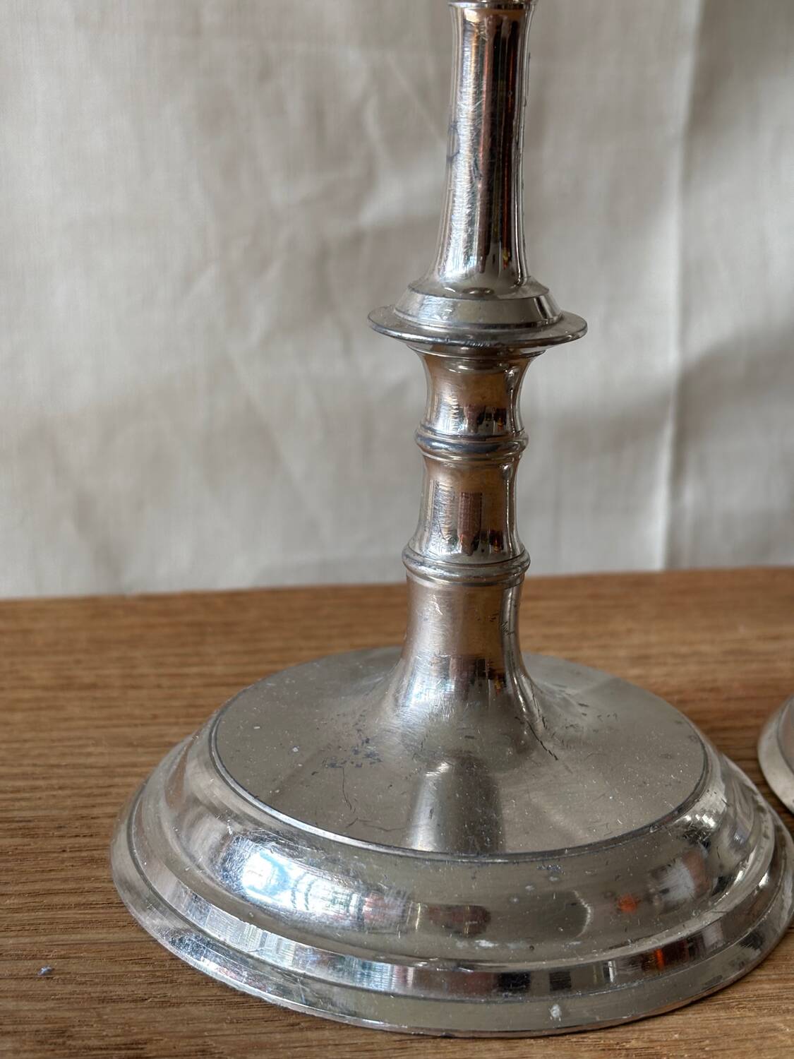 Silver-plated metal candlesticks imitating bamboo, 1960