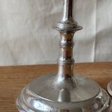 Silver-plated metal candlesticks imitating bamboo, 1960