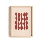 Abstract painting on paper, dark red illustration signed Eawy.