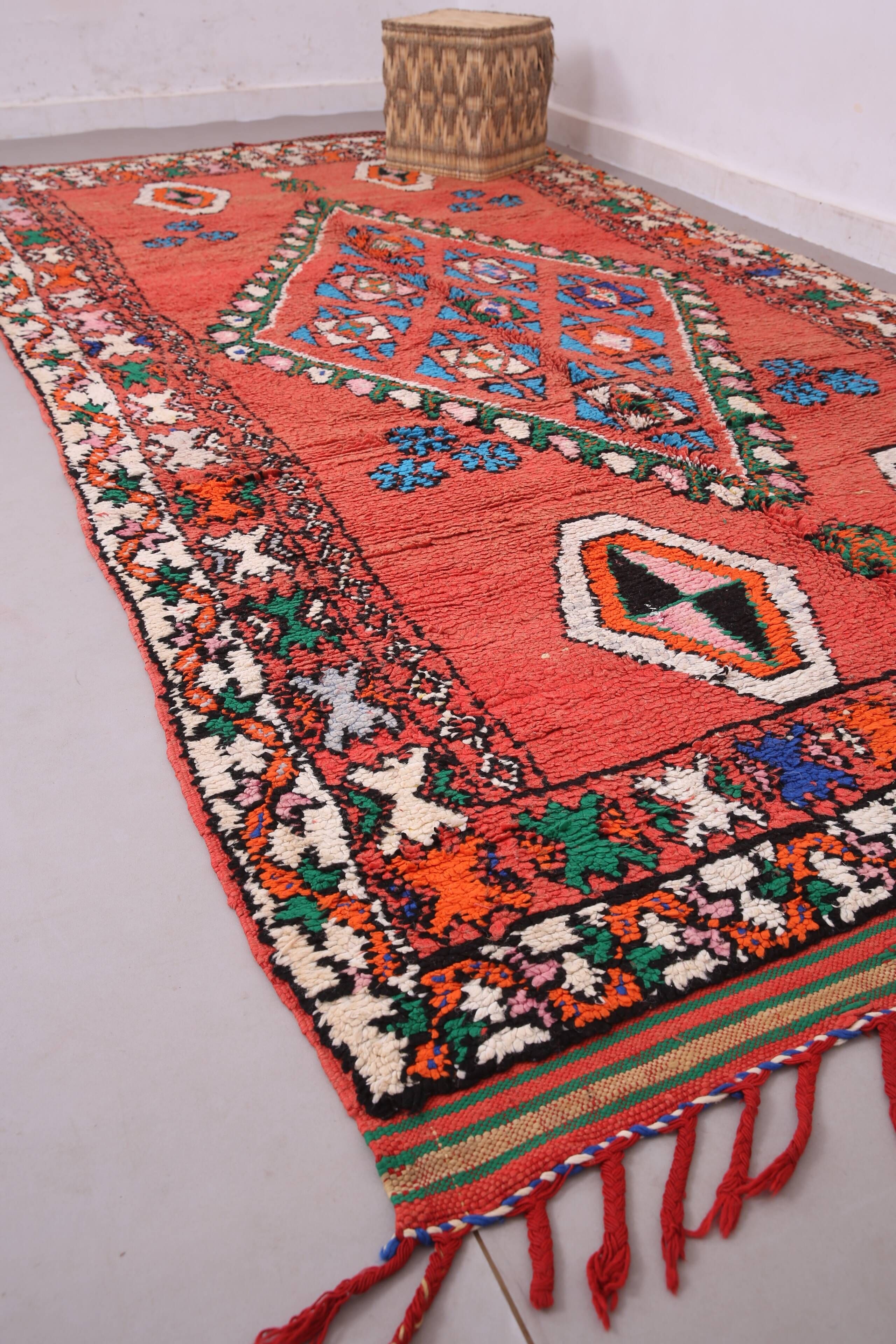 Red Vintage Moroccan rug 186 x 362 cm - Berber Wool Rug - Handmade Rug Boho
