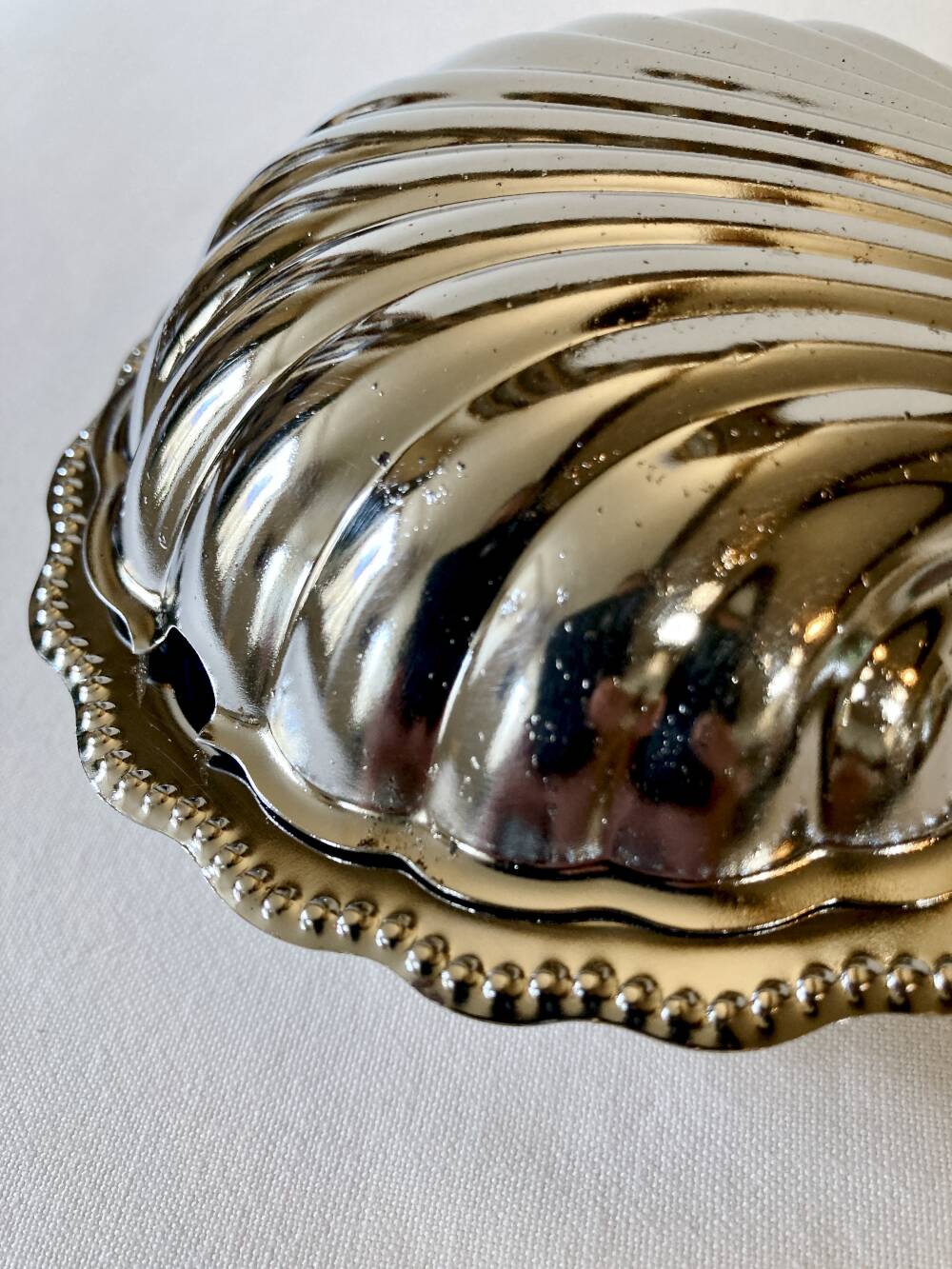 Silver-plated shell butter dish, 1950s