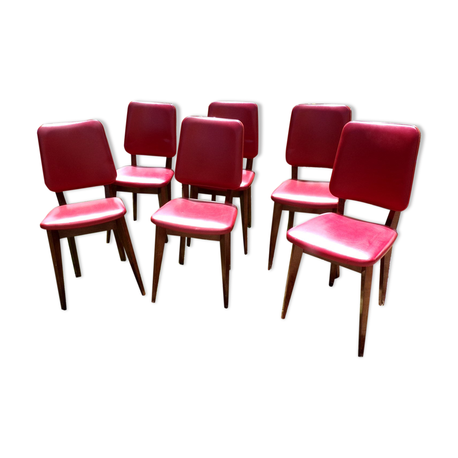 Lot of 6 vintage red skai chairs