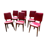 Lot of 6 vintage red skai chairs