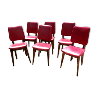 Lot of 6 vintage red skai chairs