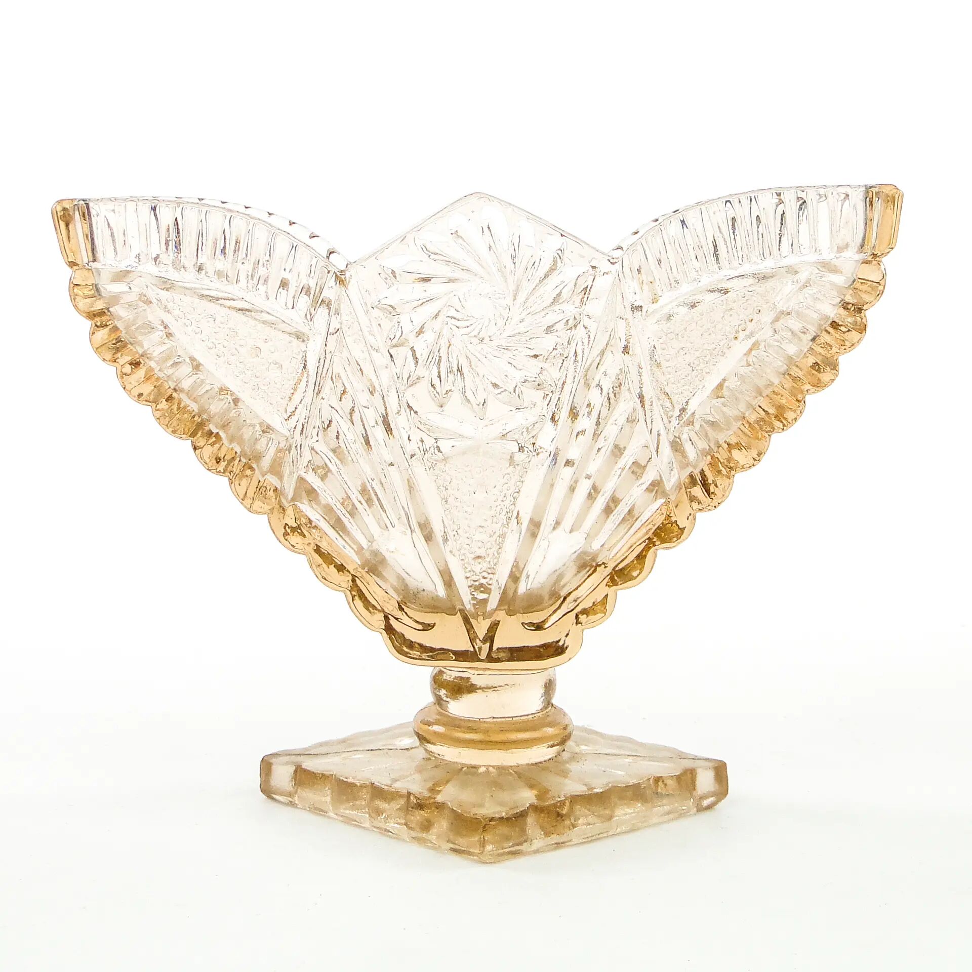 Art Deco napkin holder, pressed glass, Poland, 1950s