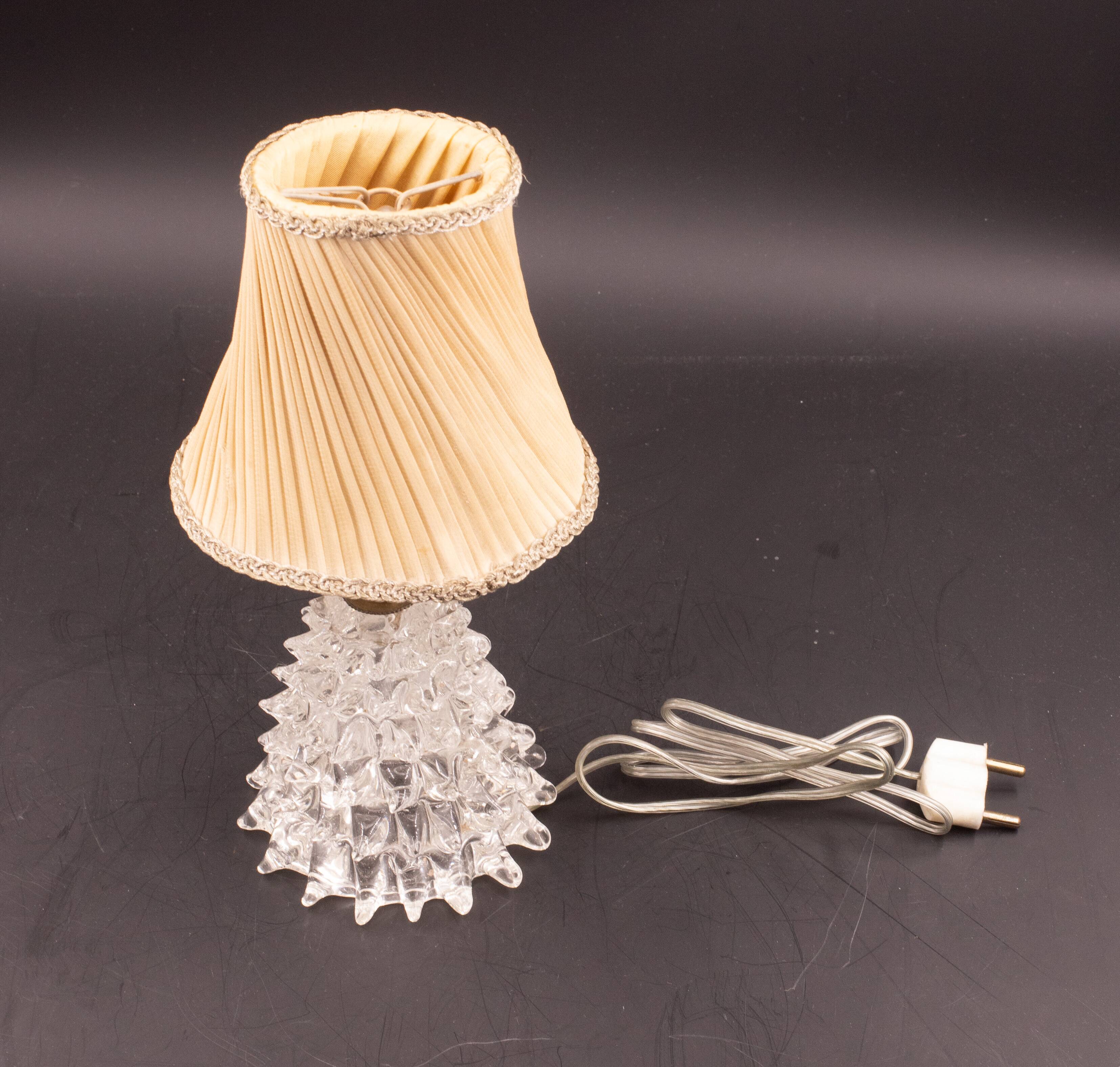 Lampe de table dans un vase en verre de murano rostrato pour barovier & toso, années 1940