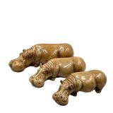 Mid-century Set of 3 ceramic hippos, Zaccagnini Italy 1950s