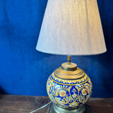 Gien lamp – blue earthenware and brass – early 20th century