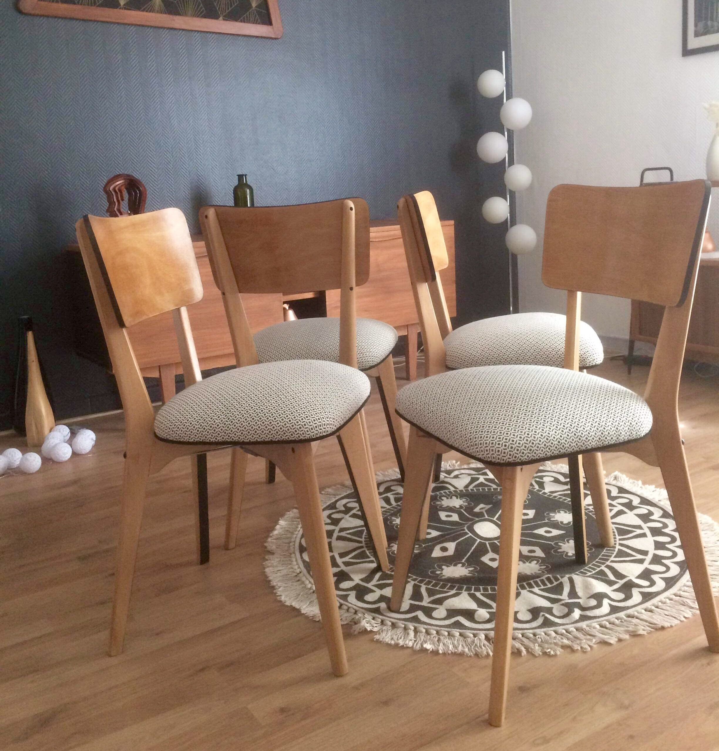 Set of 4 restored chairs, 1950s