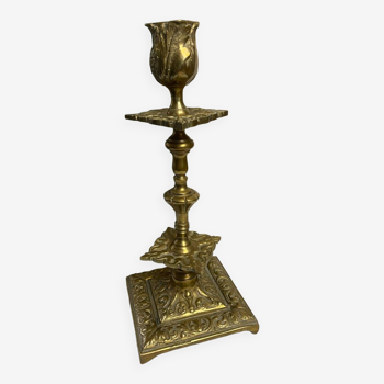 Large old gilded bronze candlestick