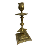 Grand bougeoir en bronze doré ancien