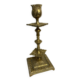 Large old gilded bronze candlestick