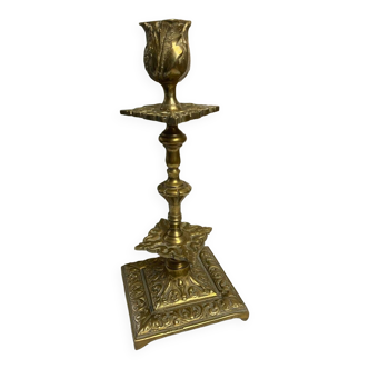 Large old gilded bronze candlestick