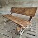 Antique garden bench oak on cast iron legs 125 cm
