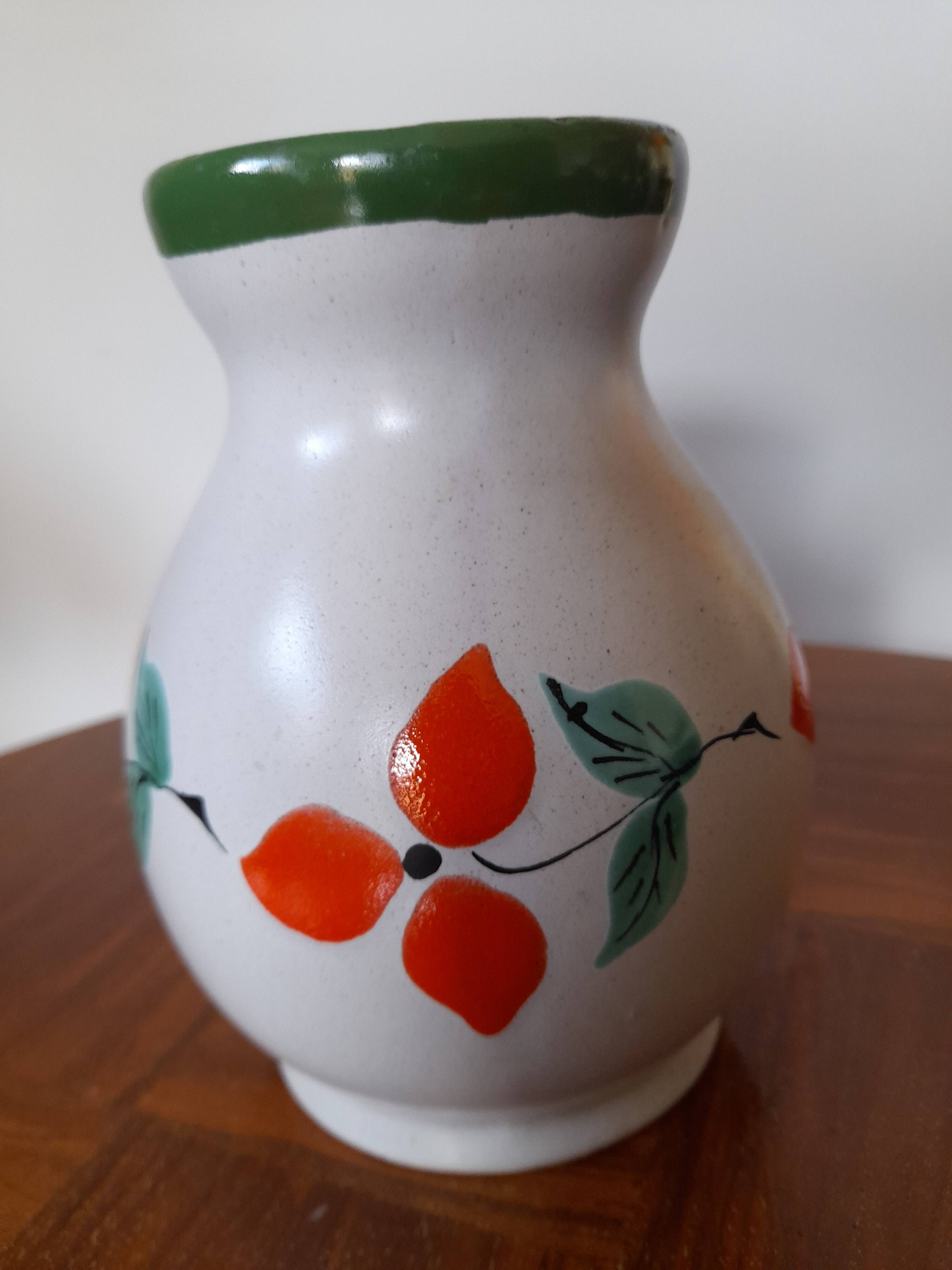 Vintage Poët Laval orange and green vase