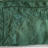 Set of 8 monogrammed fir green towels EH - 65x61cm - linen