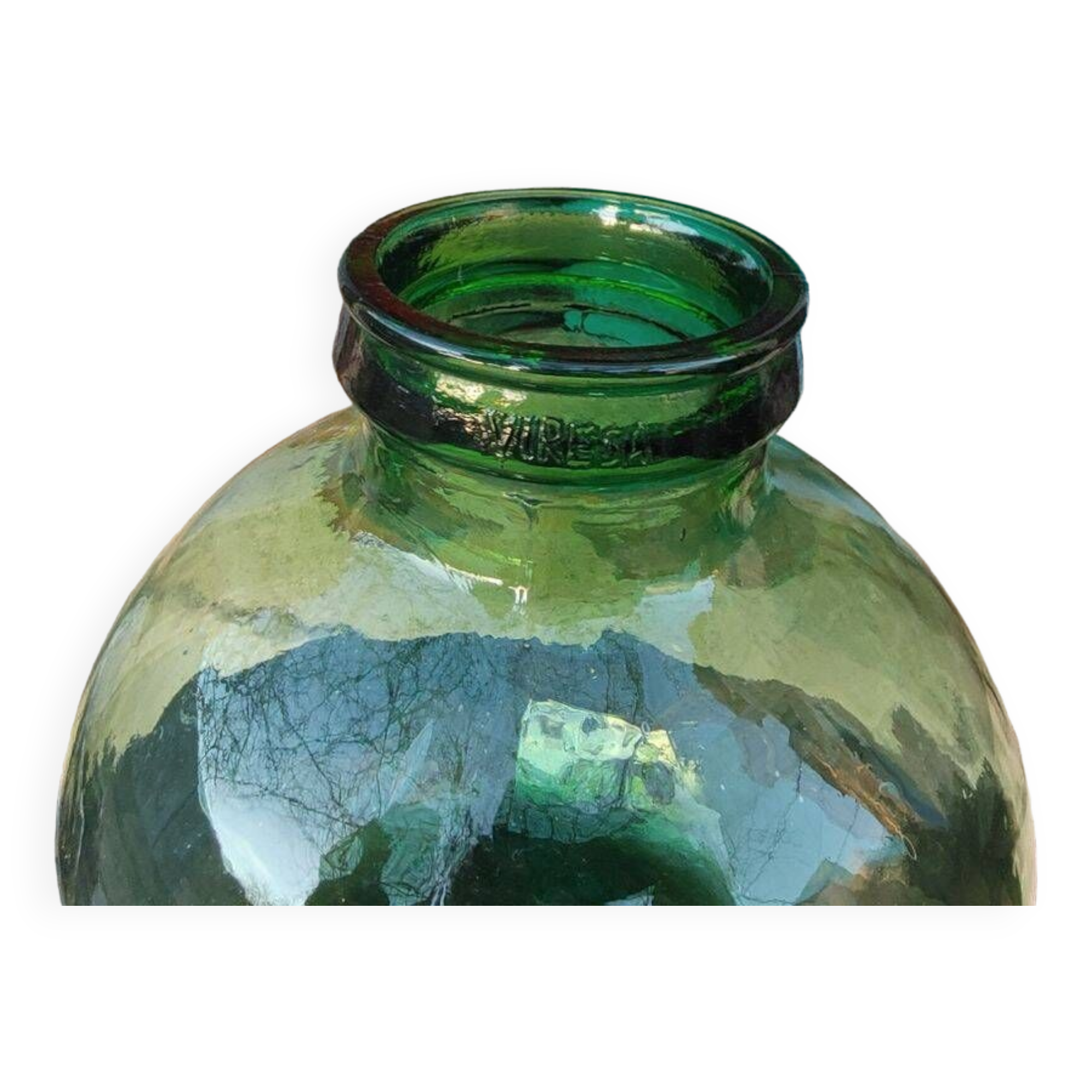 Grosse Bonbonne - Old Dame Jeanne with large neck, bubbled glass - 15 liters