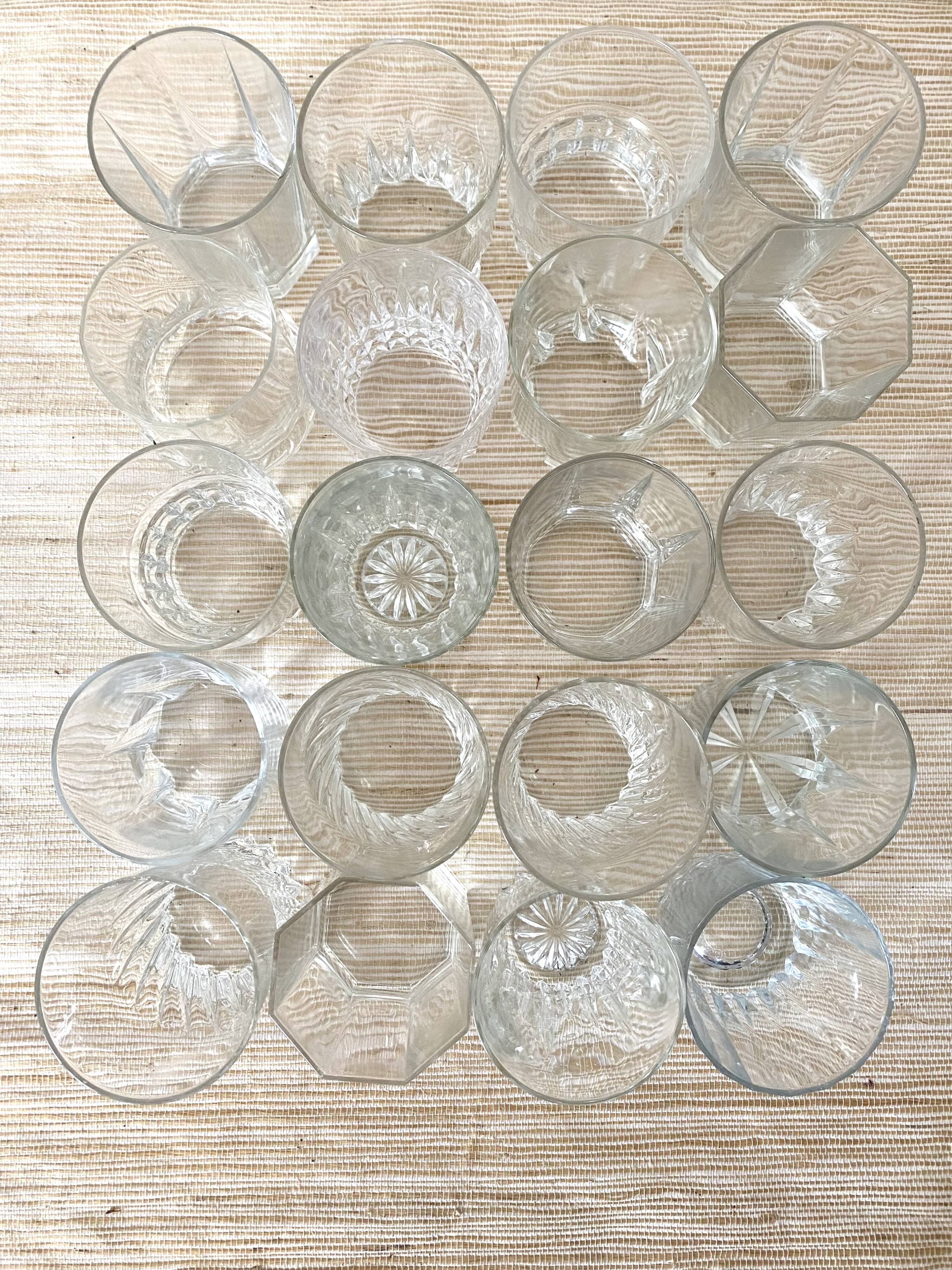 Whiskey glasses, mismatched water glasses