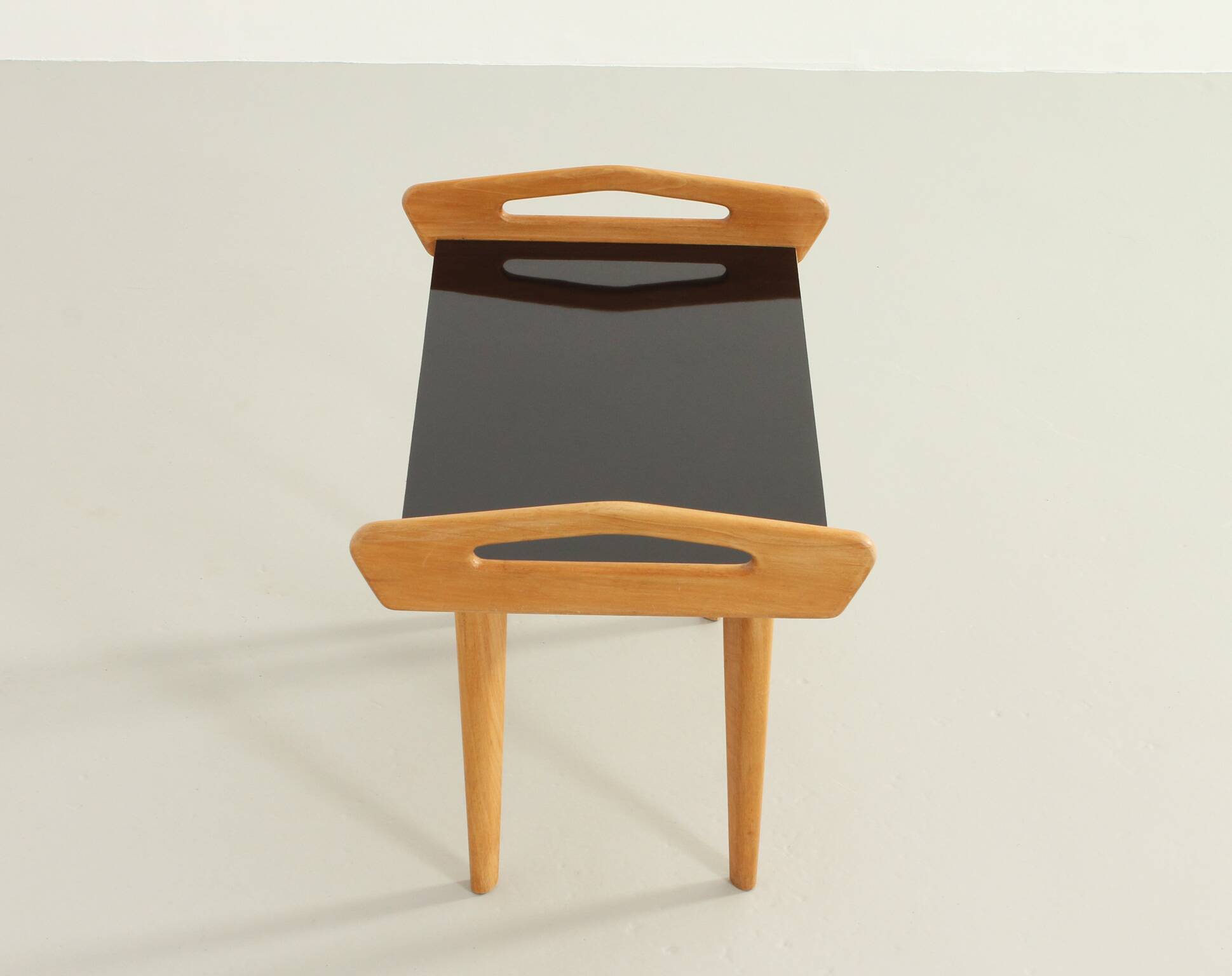 French side table in oak with large handles, 1950s.