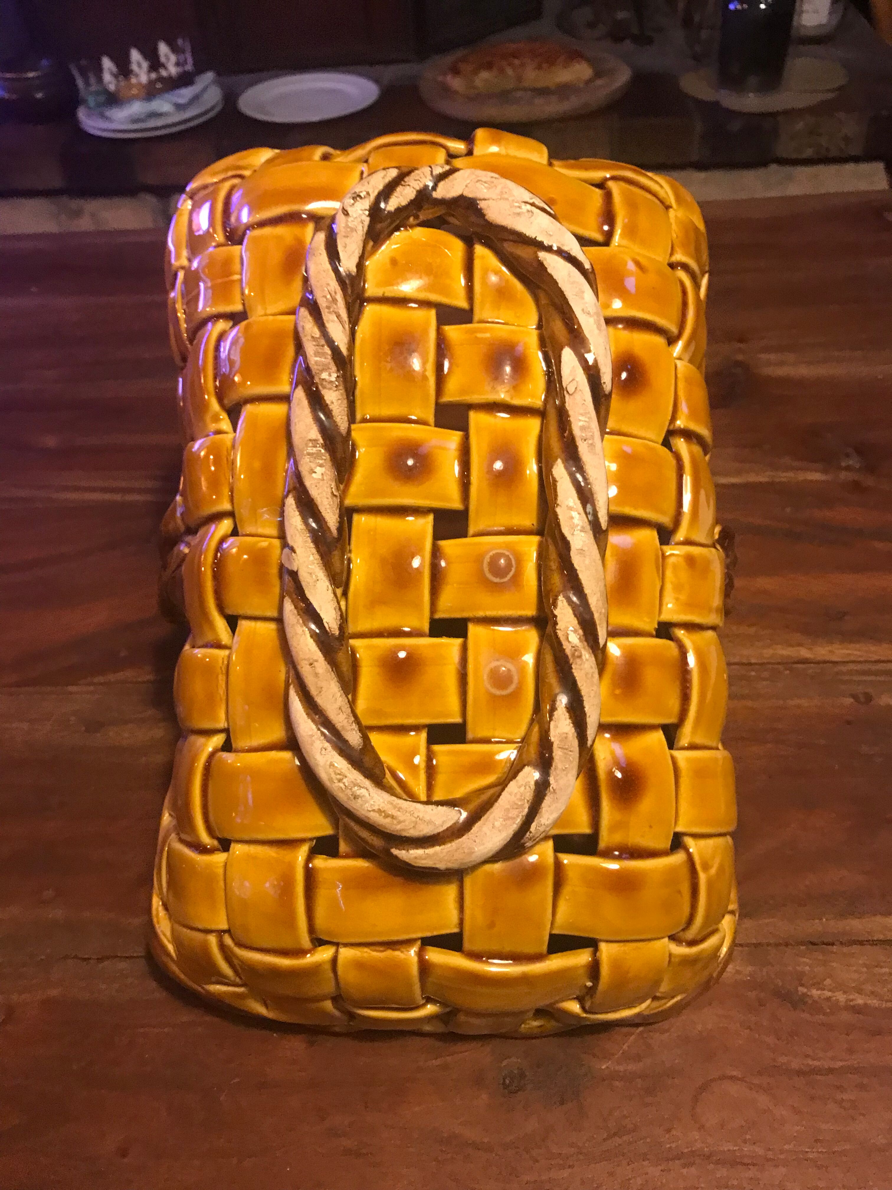 Ceramic woven basket