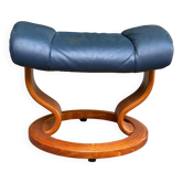 Stressless scandinave en bois massif courbé et cuir bleu