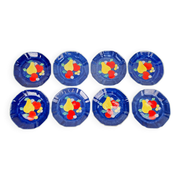 Vintage Hand-Painted Porcelain Fruit Plates, China, 1950s, Set of 8