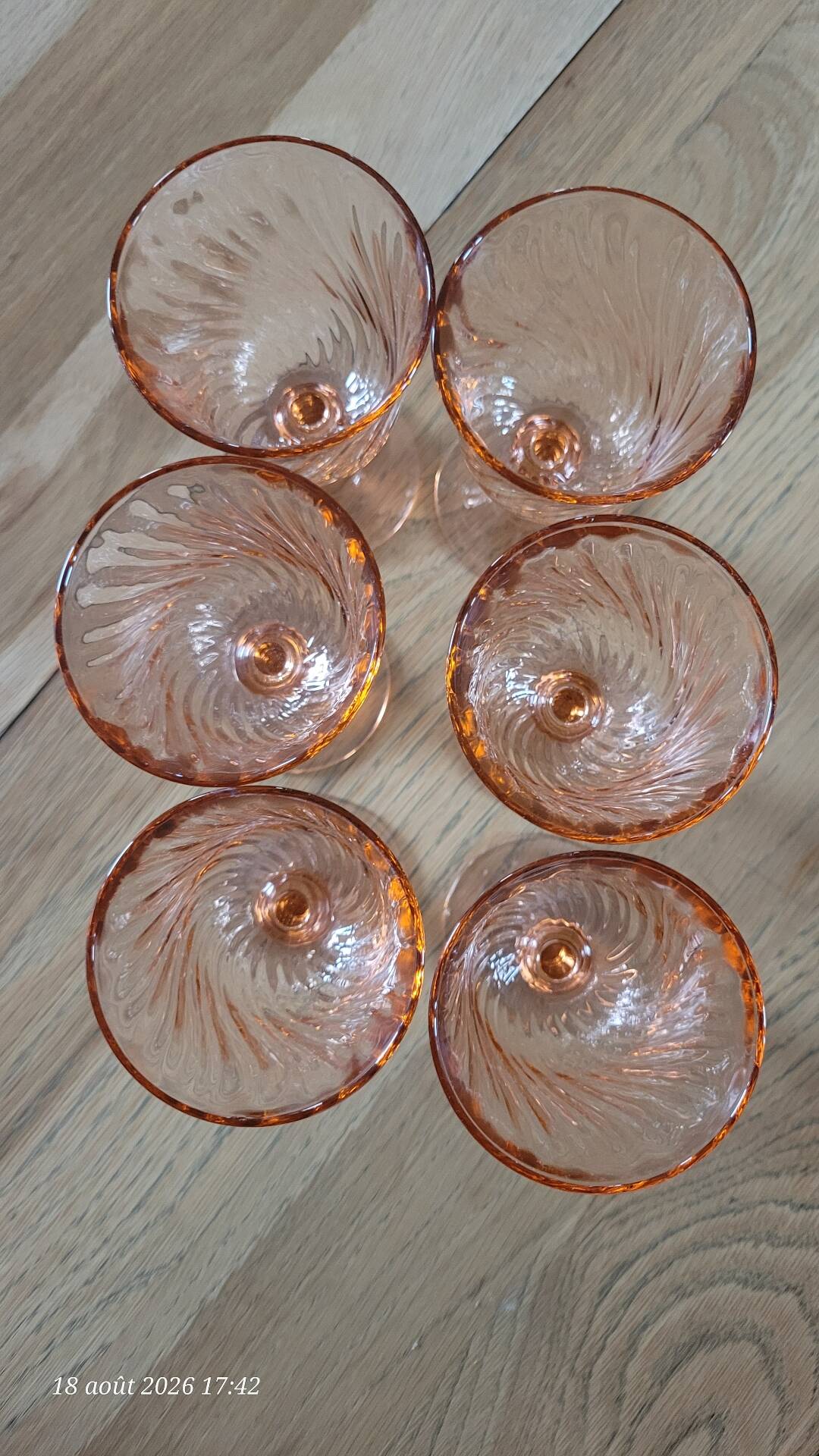 6 verres à pied vintage Rosaline