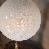 Lampe bronze tripode 19eme sphere opaline Clichy