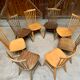 Series lot of 8 chairs bistrot Baumann modele menuet light wood dark wood