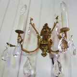 Old brass sconce with glass drops