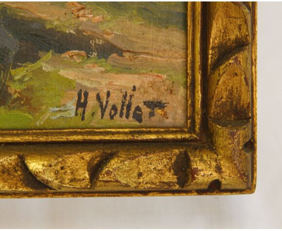 Huile sur panneau signée Henry Vollet