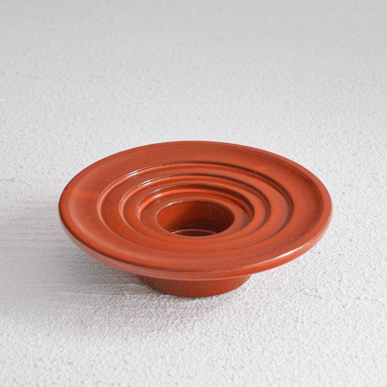Candle holder or decorative bowl in glazed ceramic, mid-20th century.