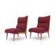 Set of wooden and boucle chairs, 1940s