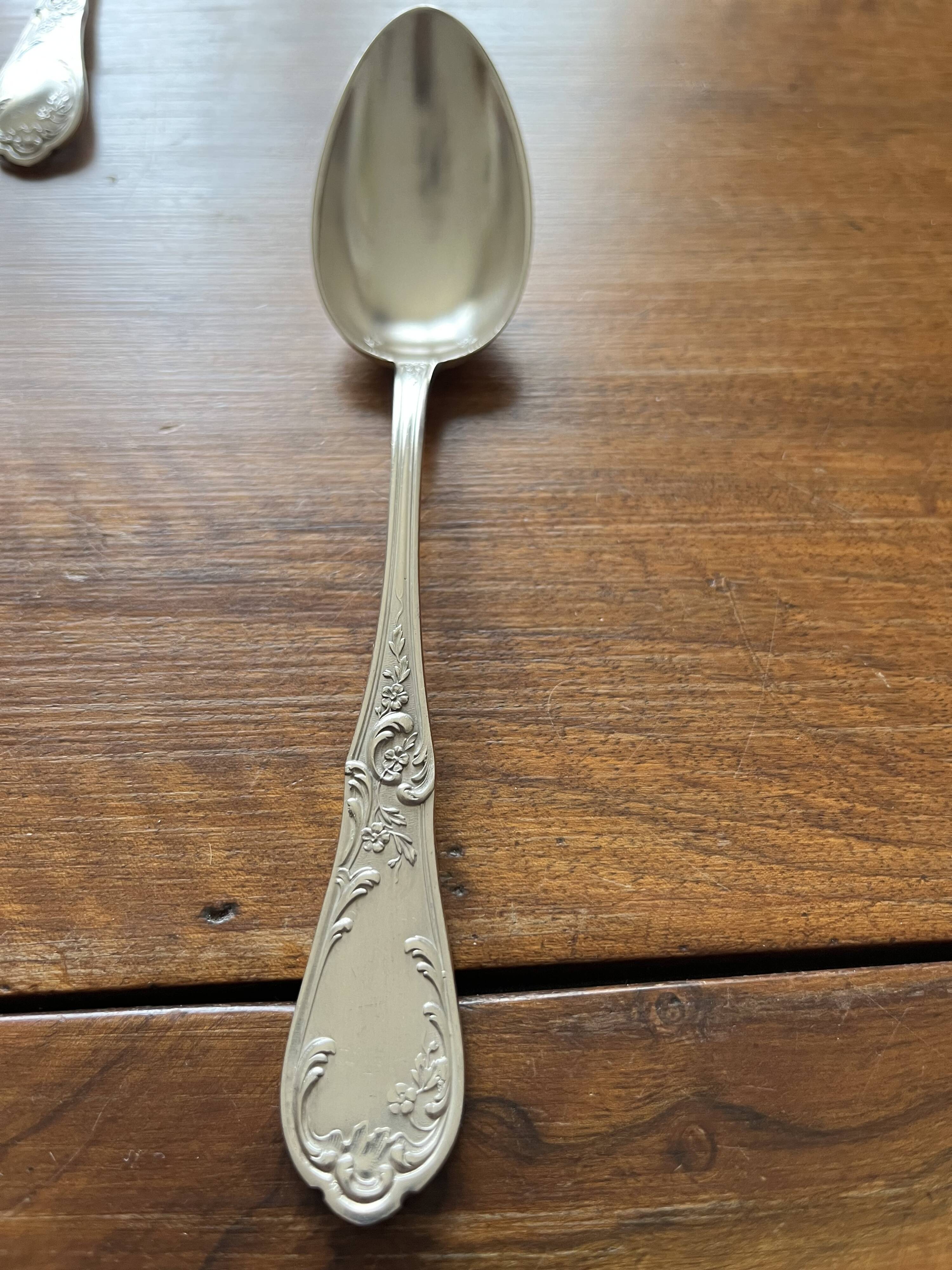 10 antique silver plated metal dessert spoons and forks