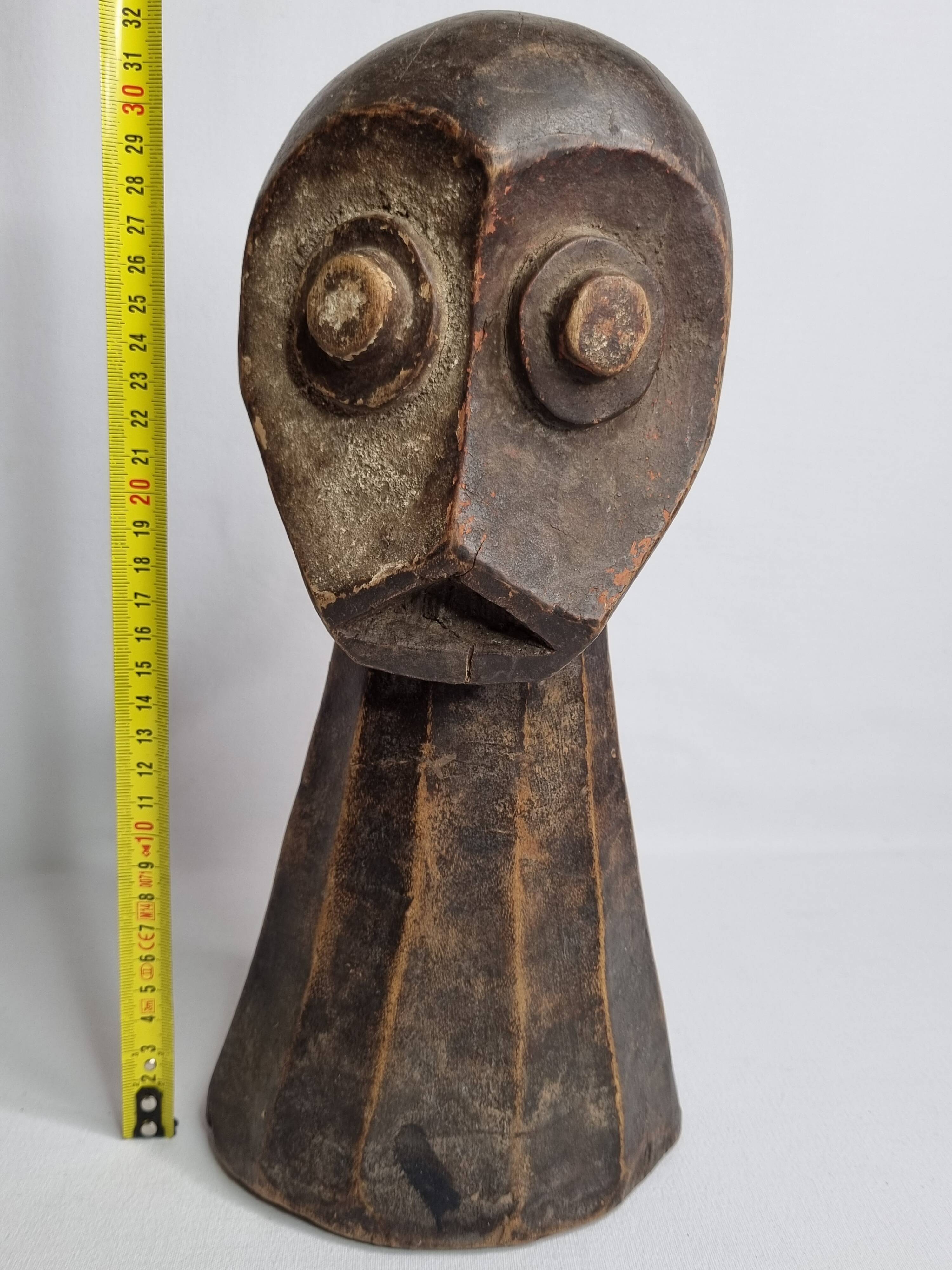 Tribal wooden sculpture, African ritual art, Kalunga Bembe head, 31 cm