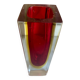 Small red vase made of Murano glass.