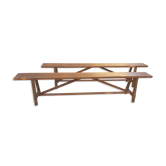 Former pair of pine benches 2m10