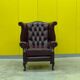 Burgundy leather chesterfield wing chair (Price is for one)