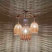 Wicker and Bamboo Cascading Lamp
