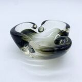 Murano ashtray, black and smoky grey, 1970
