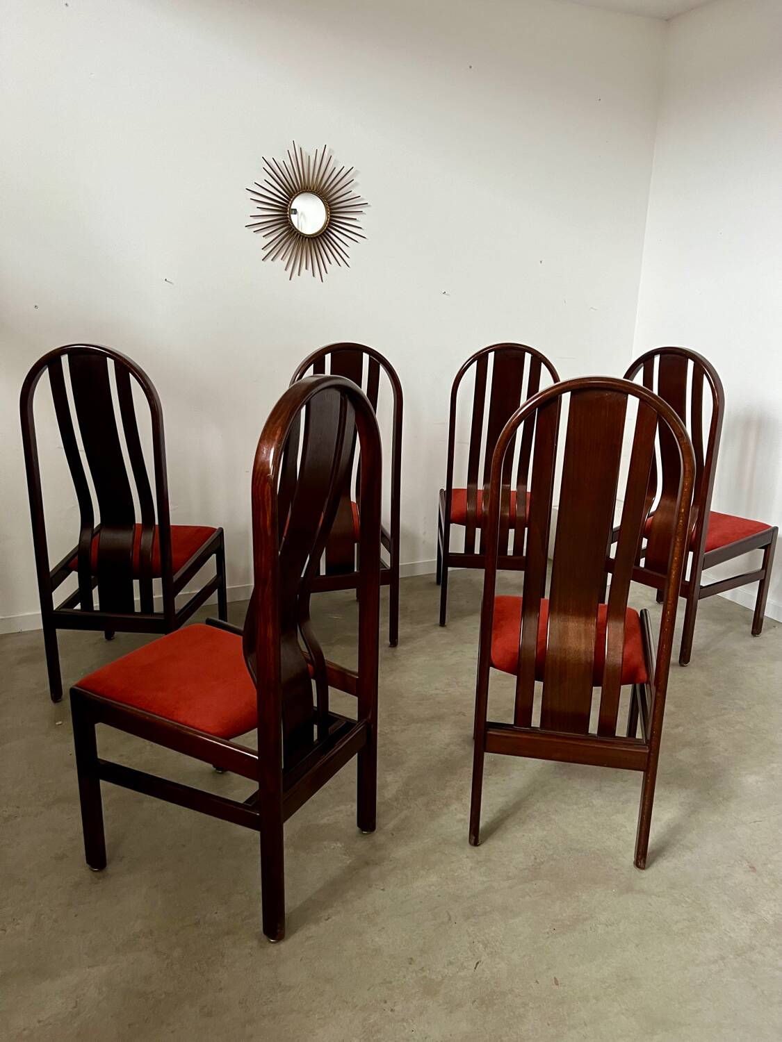 Lot 6 anciennes chaises en bois courbé design italien des années 70 vintage